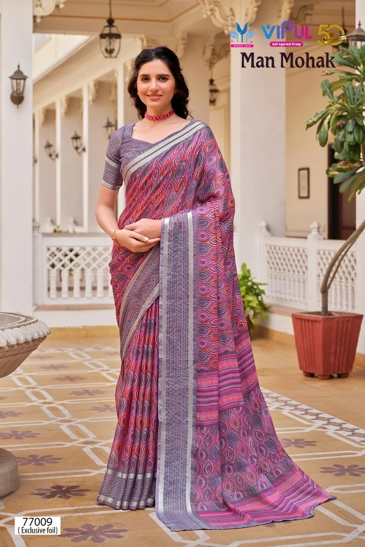 Vipul Man Mohak Chiffon Wholesale Fancy Sarees Catalog — Wholesale Sarees, MPA wholesale from Surat — view 8